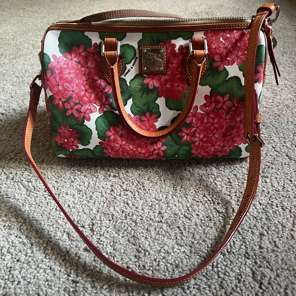 Dooney & Bourke Pink Hydrangea Floral Satchel Purse - Picture 2 of 2